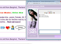 Click on the flashing Online/Chat bubble to open Chat Lines on ThaiLoveLines